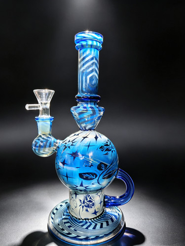 Glass bong recycler - glass, blue