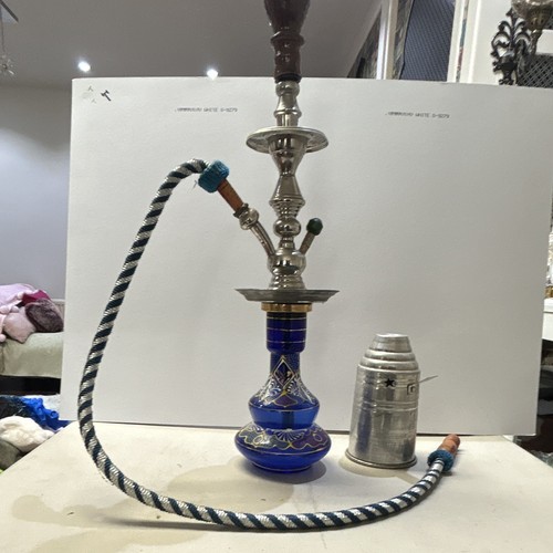 Metal shisha hookah pipe - metal, blue