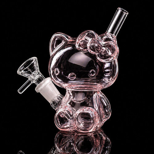 Small pink glass bong - pink,